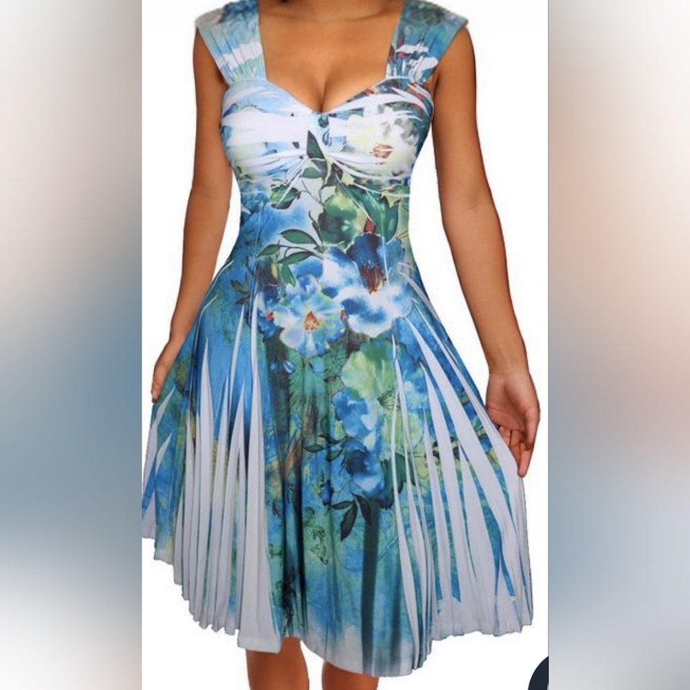 22/24 knee length sleeveless dress multi color